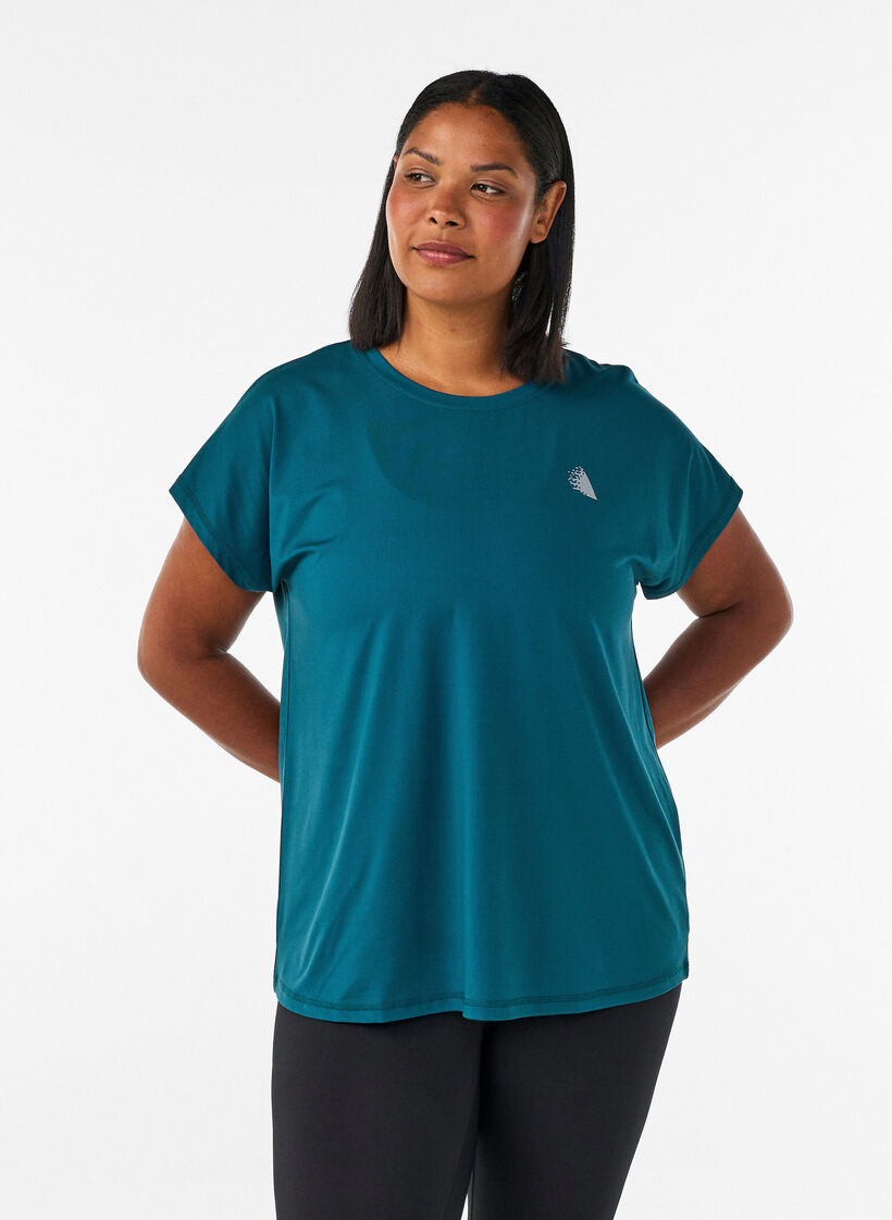 T-shirt de sport couleur unie, Vert, Model image number 0