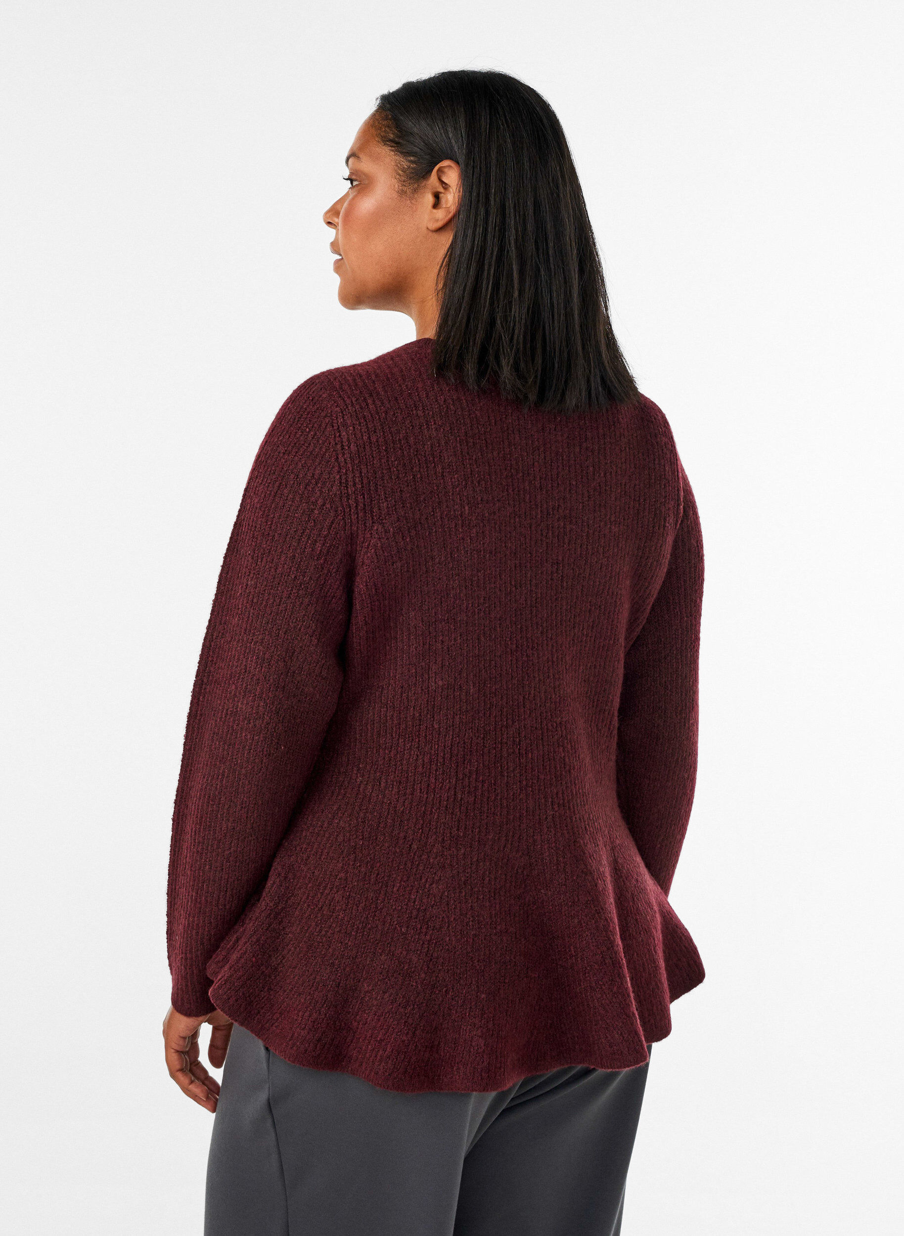 ZizziBlouse en maille &agrave; coupe &eacute;vas&eacute;e, Bordeaux, Model image number 2
