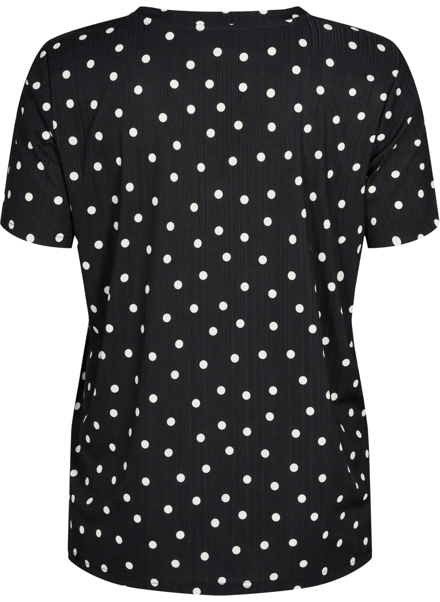 Zizzi FLASH - T-shirt imprim&eacute; avec col en V, Black Dot, Packshot image number 1