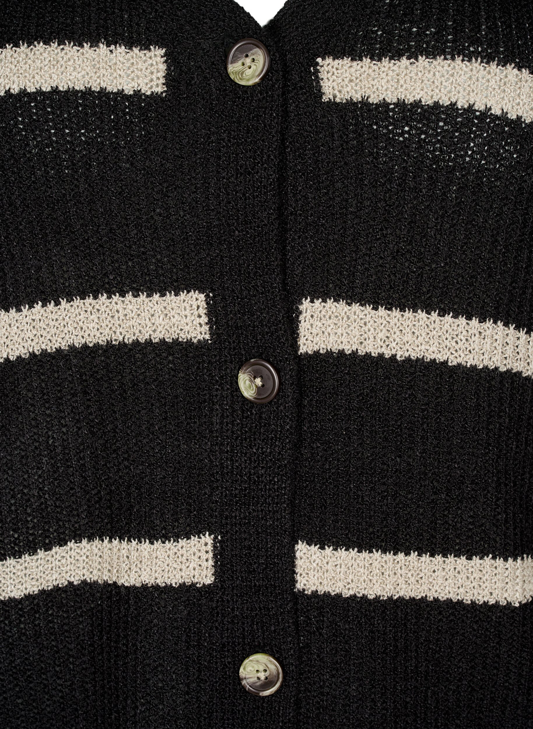 Zizzi FLASH - Cardigan en tricot avec rayures et boutons, Noir, Packshot image number 2