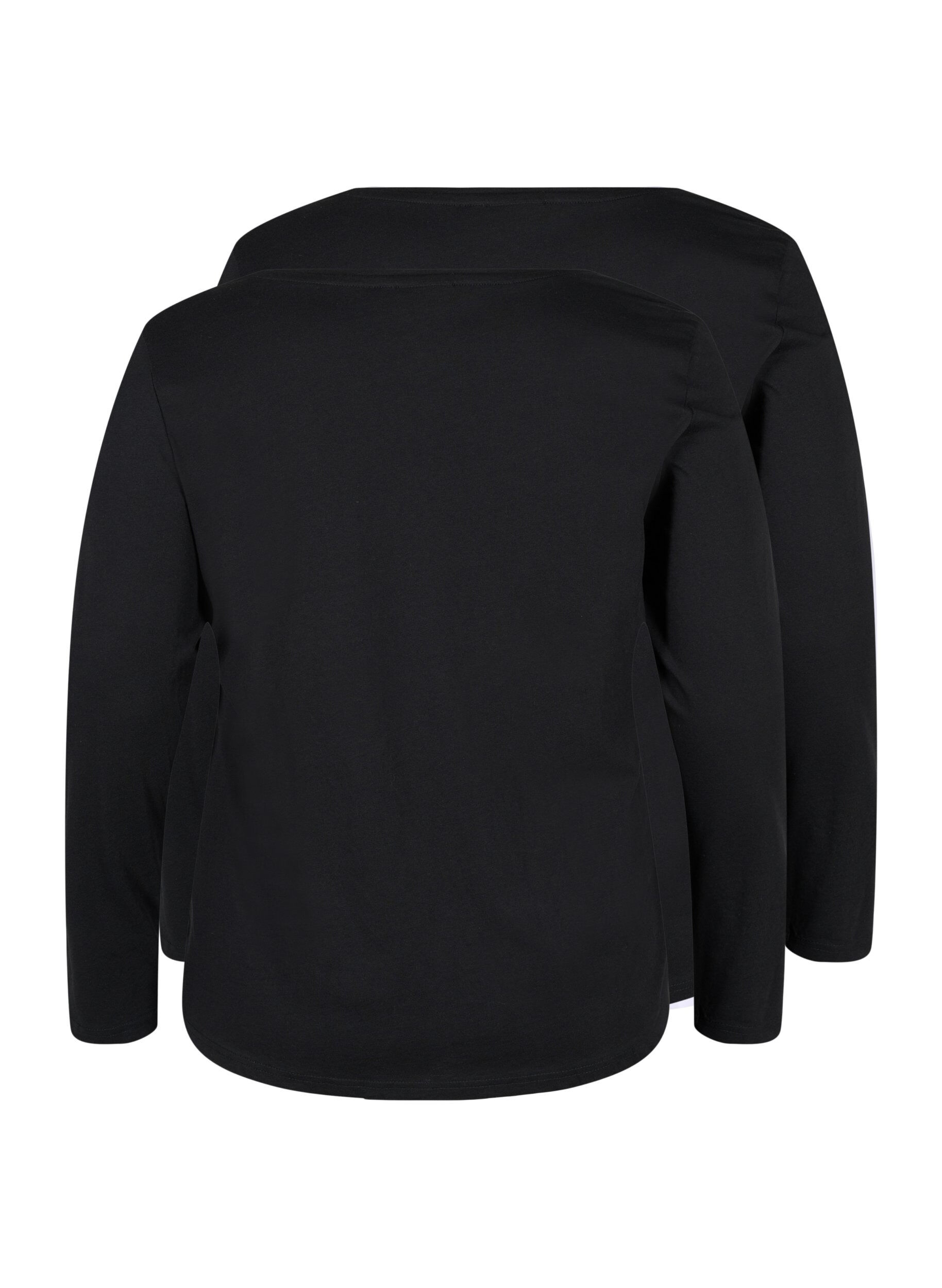 Zizzi Lot de 2 blouses basiques en coton, Black/Black, Packshot image number 1