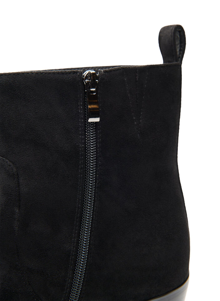 Botte haute en su&eacute;dine avec tige amovible, Noir, Packshot