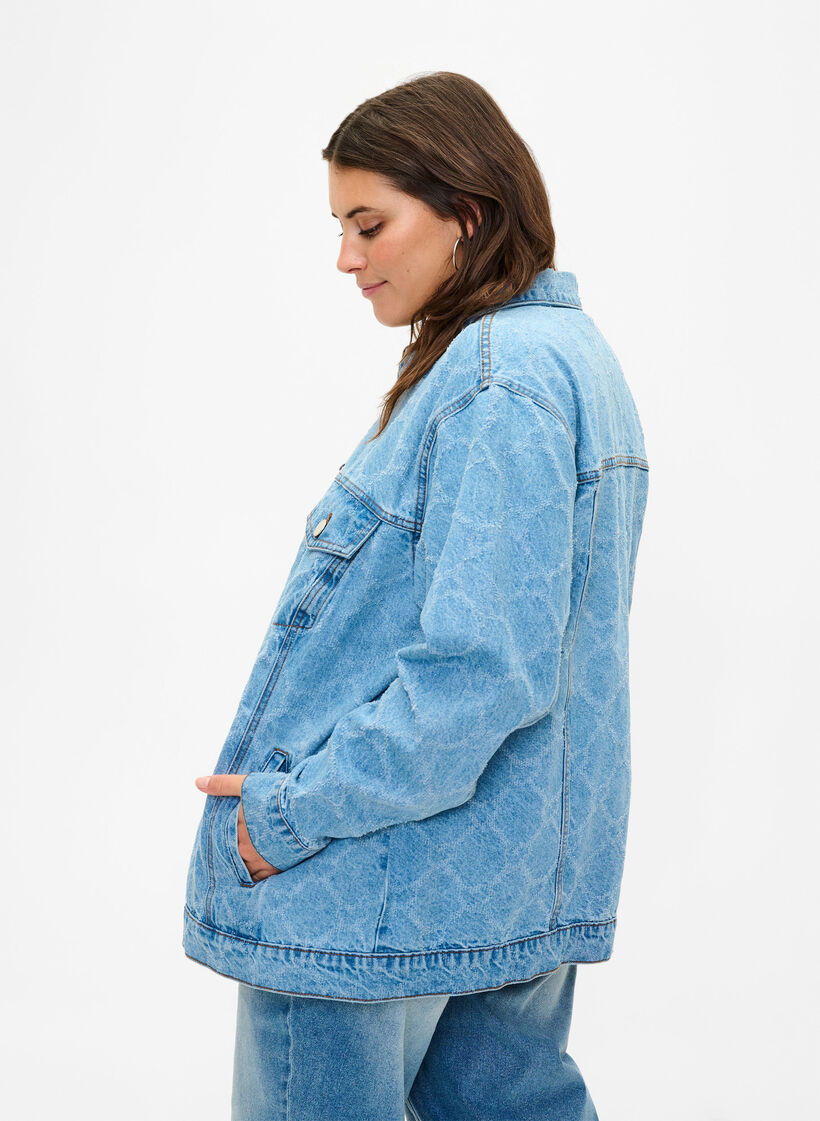 Veste en jean avec motif déchiré, Blue denim, Model image number 1