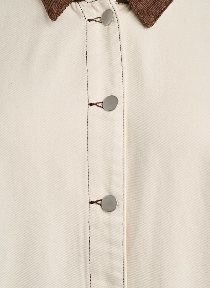 Veste en jean de couleur avec col contrastant, Vanille, Packshot image number 2