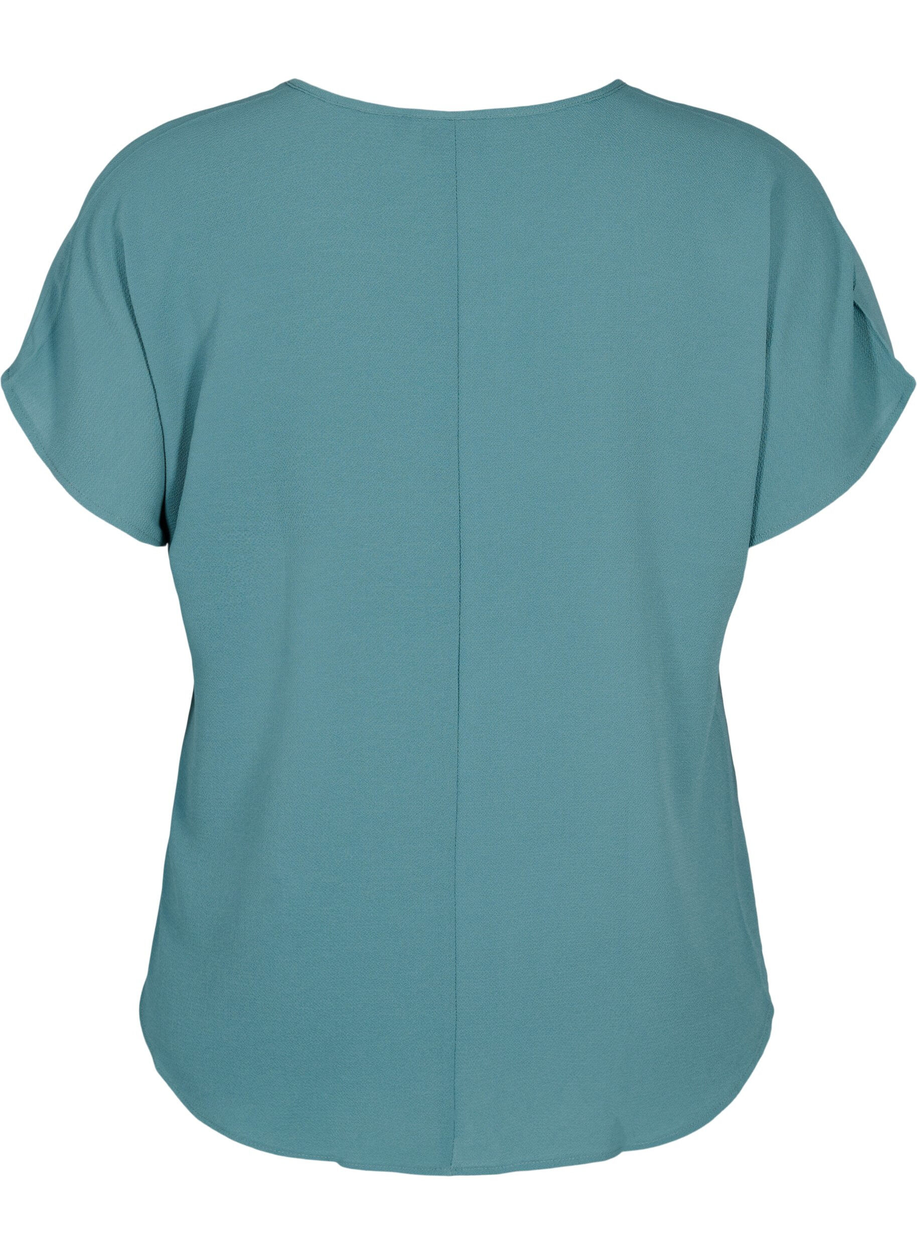 Zizzi Blouse &agrave; manches courtes et encolure ronde, Vert fonc&eacute;, Packshot image number 1