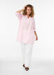 Tunique en coton avec un col en V, Rose, Model image number 1
