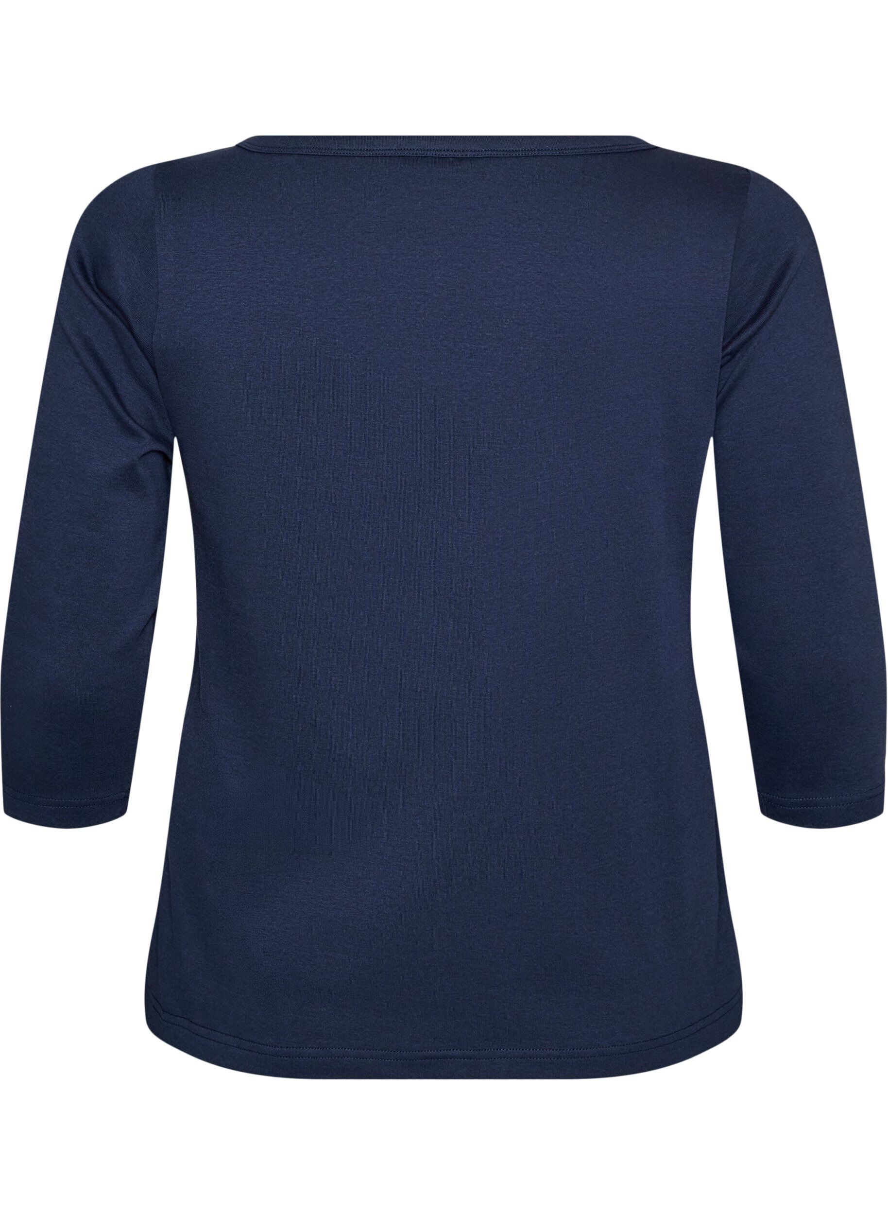 ZizziT-shirt basic &agrave; col bateau et manches 3/4, Bleu, Packshot image number 1
