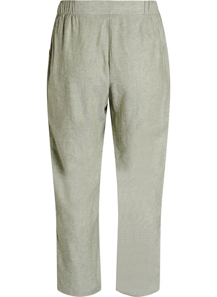 Pantalon ample en lin et viscose, Vert, Packshot image number 1