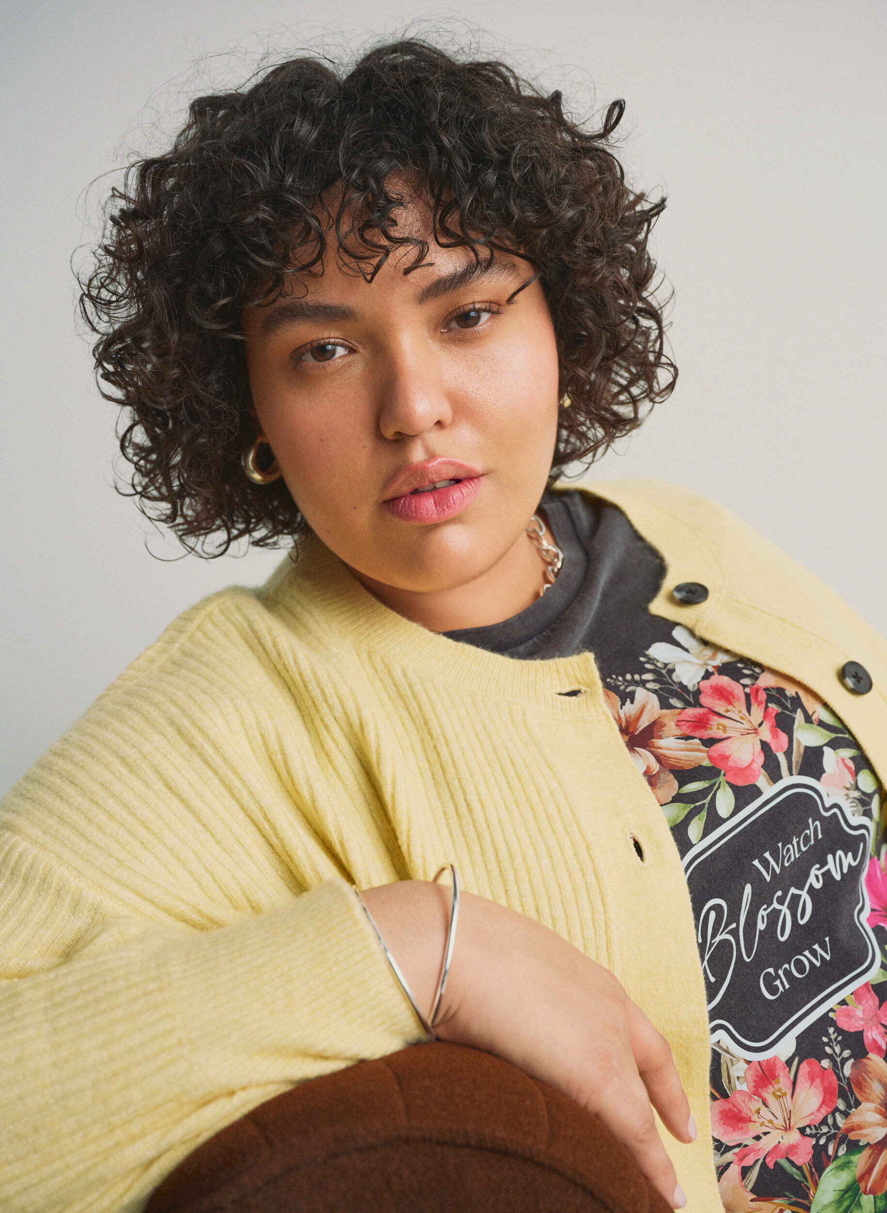 Zizzi T-shirt en coton bio avec imprim&eacute;, Gris anthracite, Image image number 0