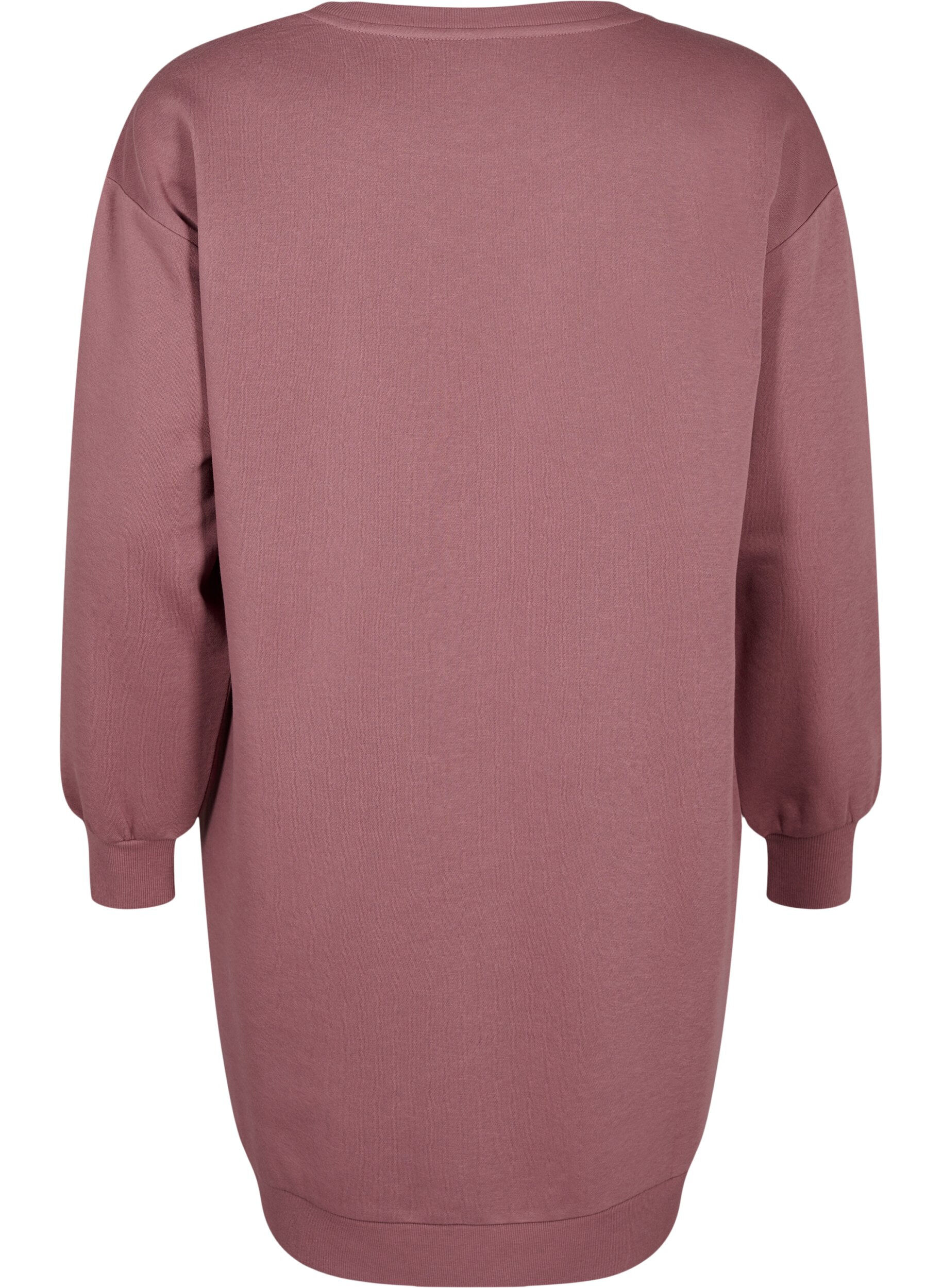 Zizzi Robe sweat avec d&eacute;tails brod&eacute;s., Rose Brown, Packshot image number 1