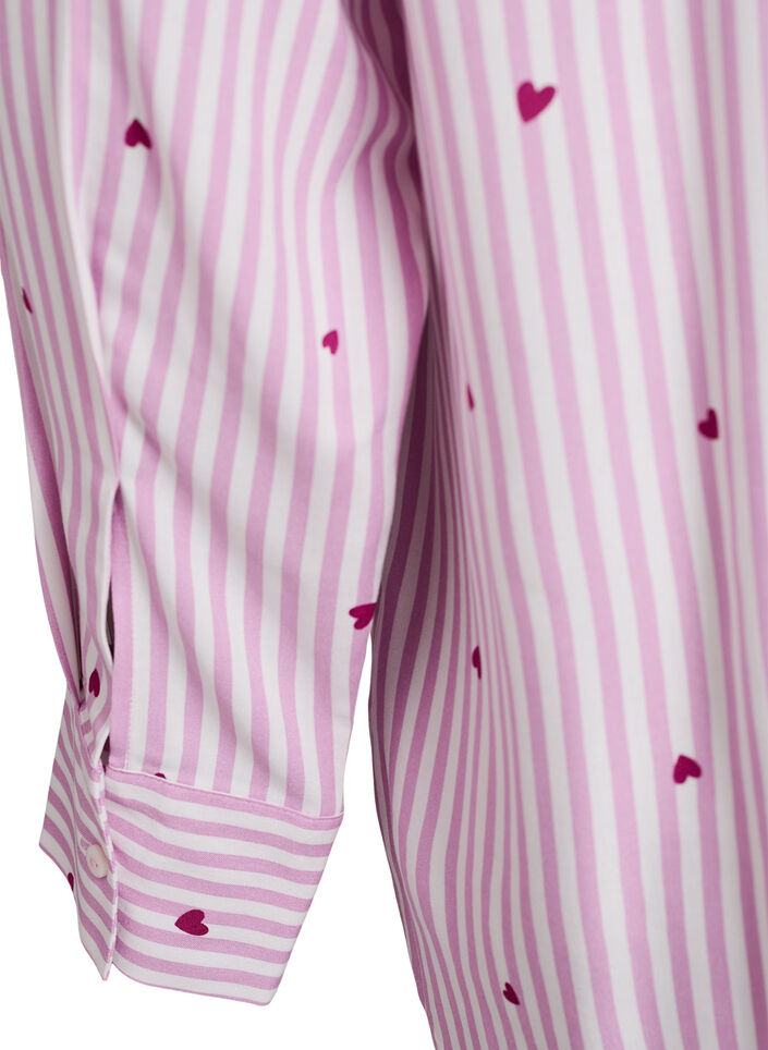 Chemise de nuit à rayures et cœurs, Rose, Packshot image number 3