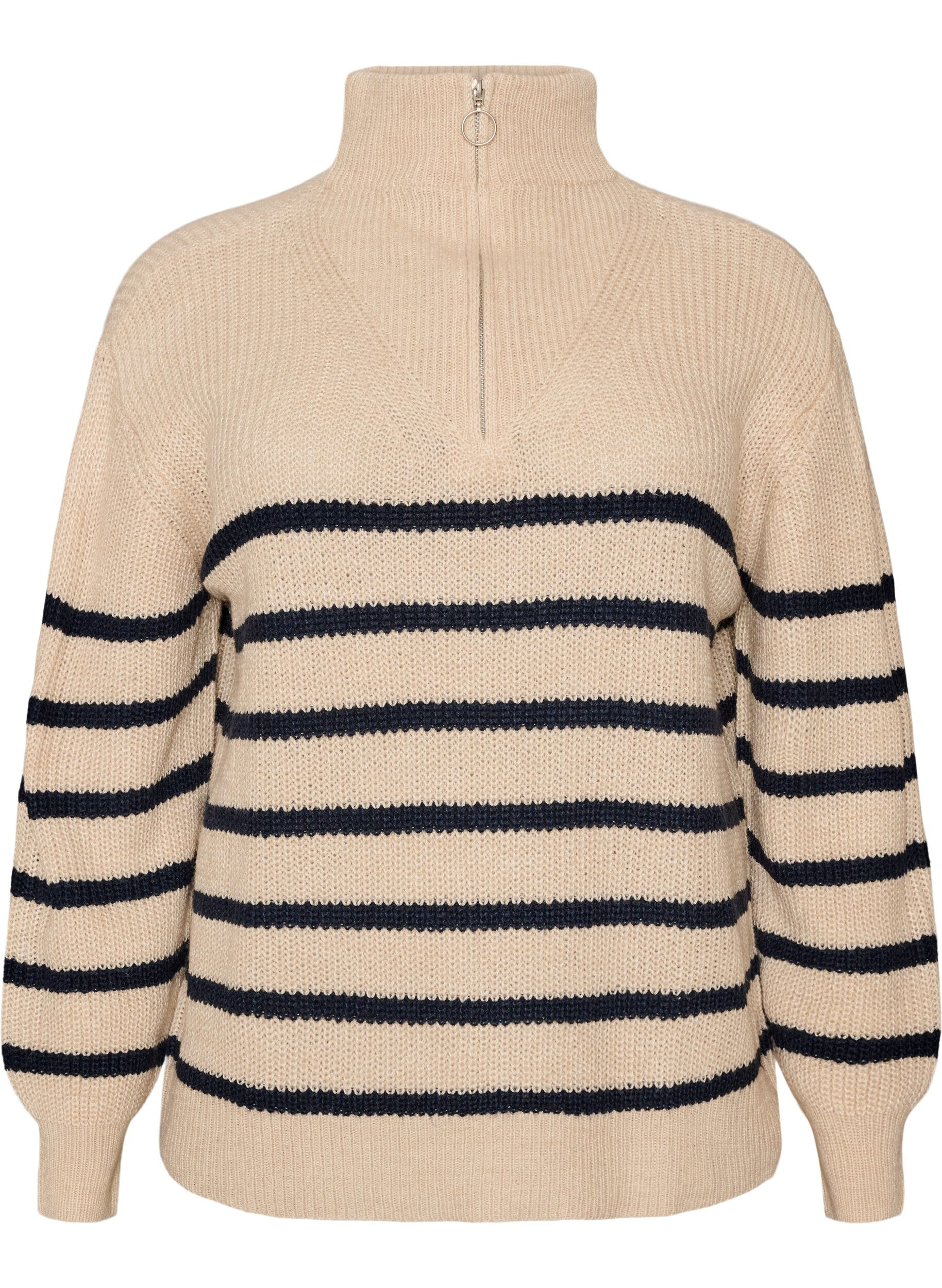 FLASH - Pull en tricot avec col haut et fermeture &eacute;clair