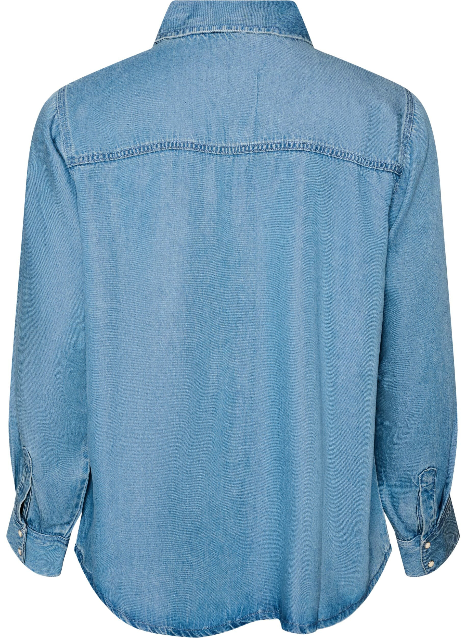 ZizziChemise en jean en lyocell avec boutons-pression, Bleu Clair, Packshot image number 1