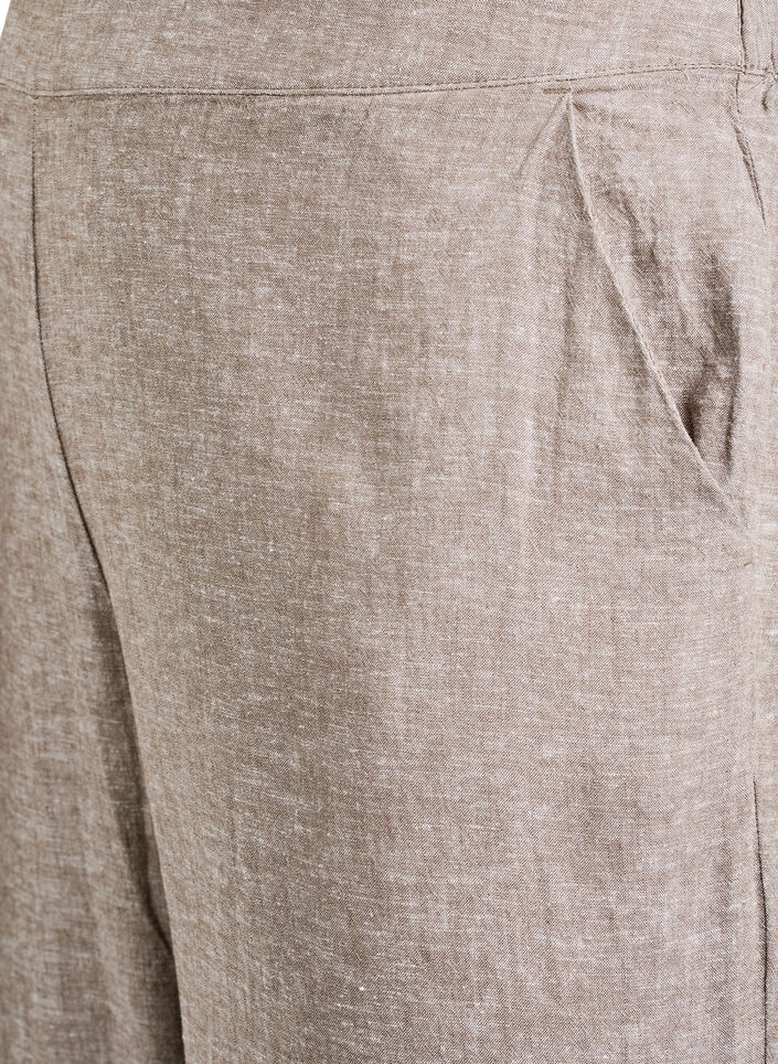Pantalon ample en lin et viscose, Marron, Packshot image number 2
