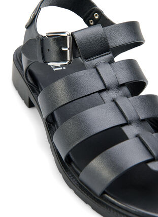 Sandale en cuir de forme large, Black, Packshot image number 3