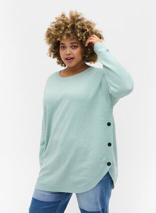 Pull en tricot avec des boutons, Surf Spray Mel, Model image number 0