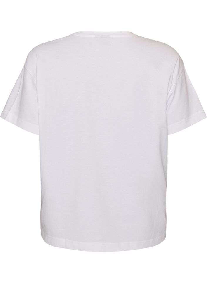 T-shirt en 100% coton avec manches courtes et imprim&eacute;, Blanc, Packshot image number 1