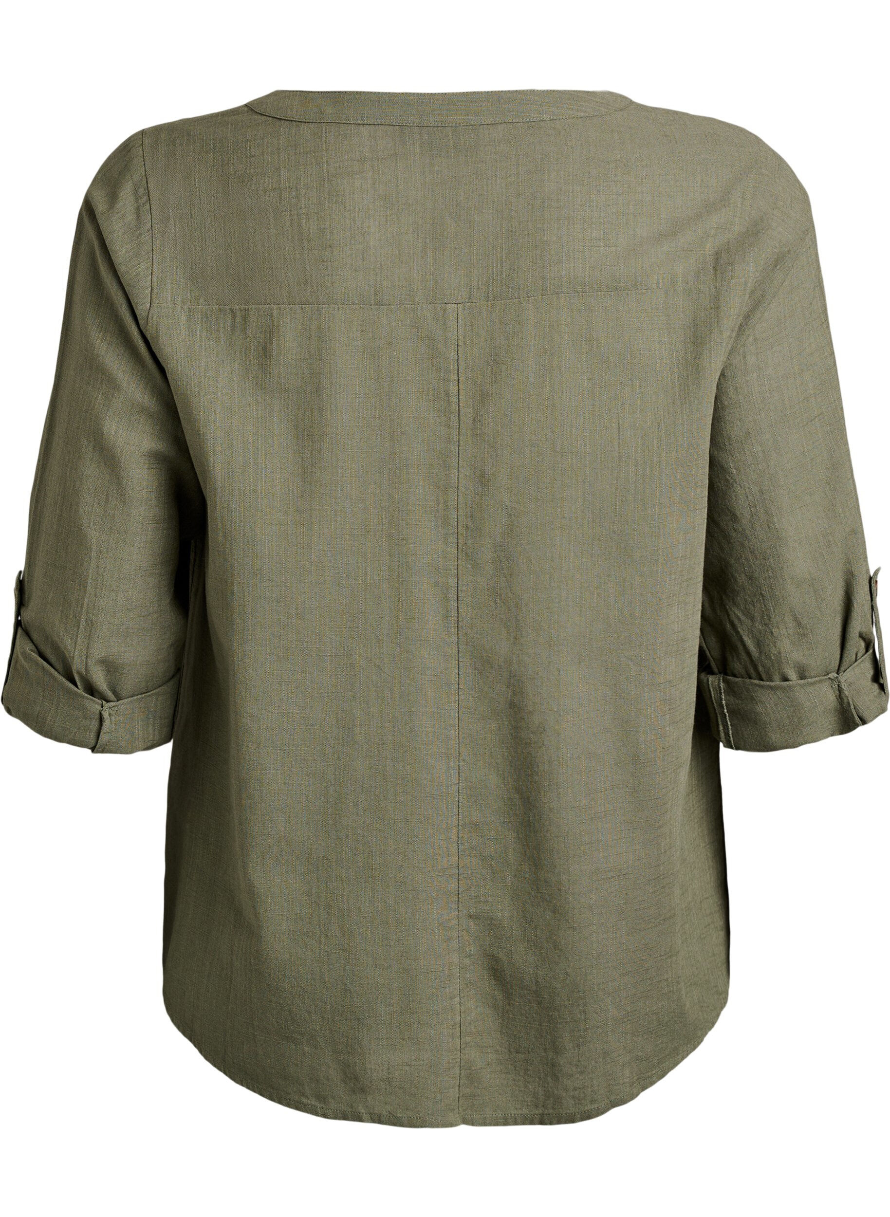 ZizziChemisier en coton avec col en V, Vert, Packshot image number 1