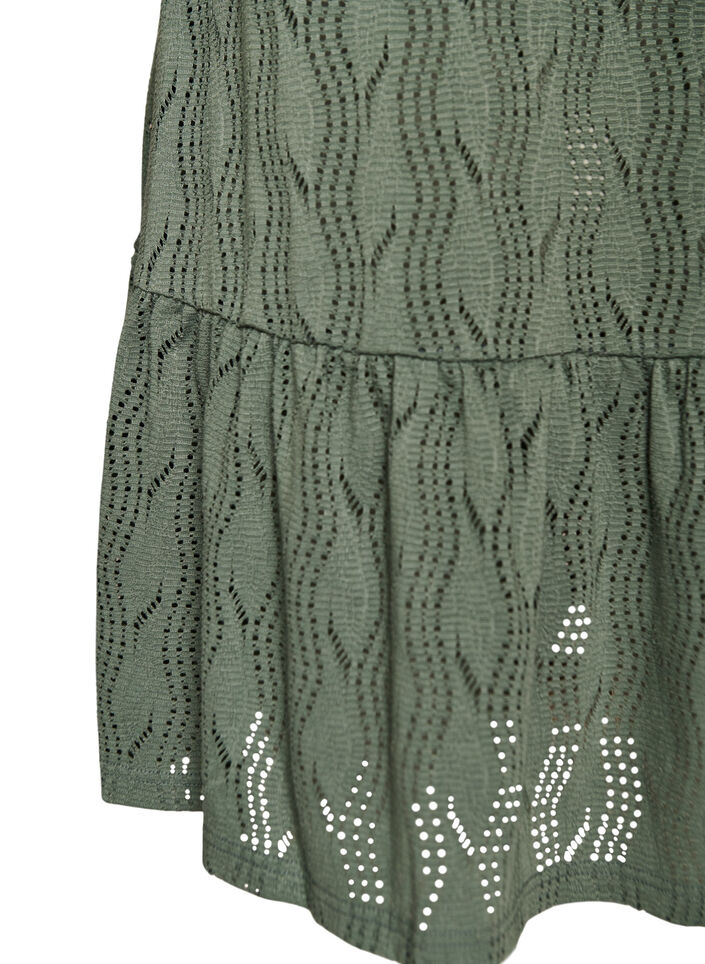 Robe courte en jersey avec broderie ajour&eacute;e, Vert fonc&eacute;, Packshot image number 3