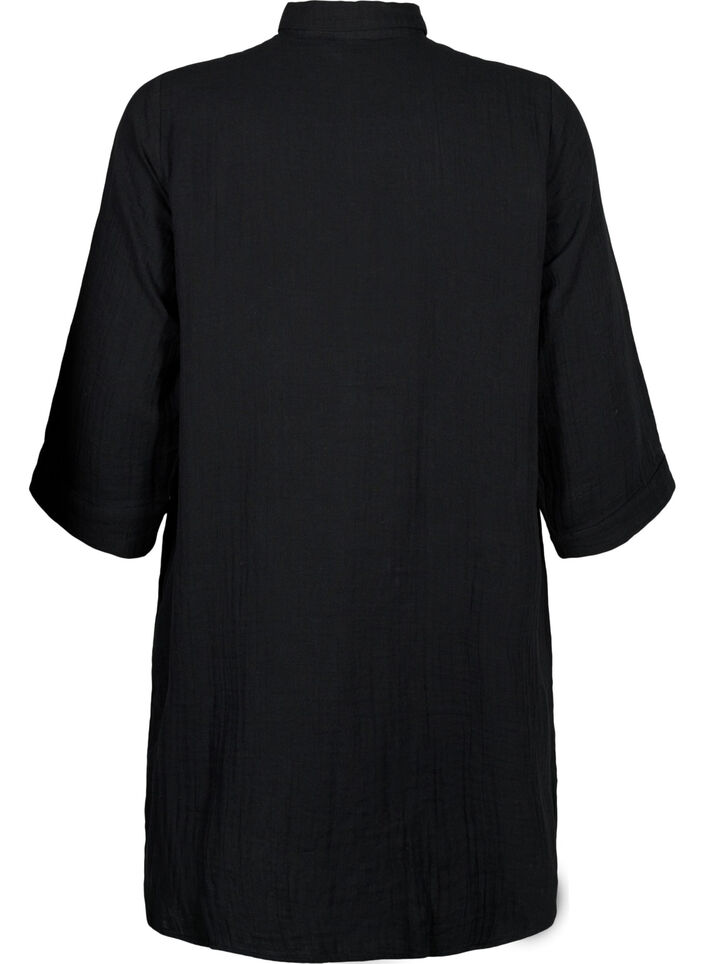 Chemise longue en mousseline de coton, Black, Packshot image number 1