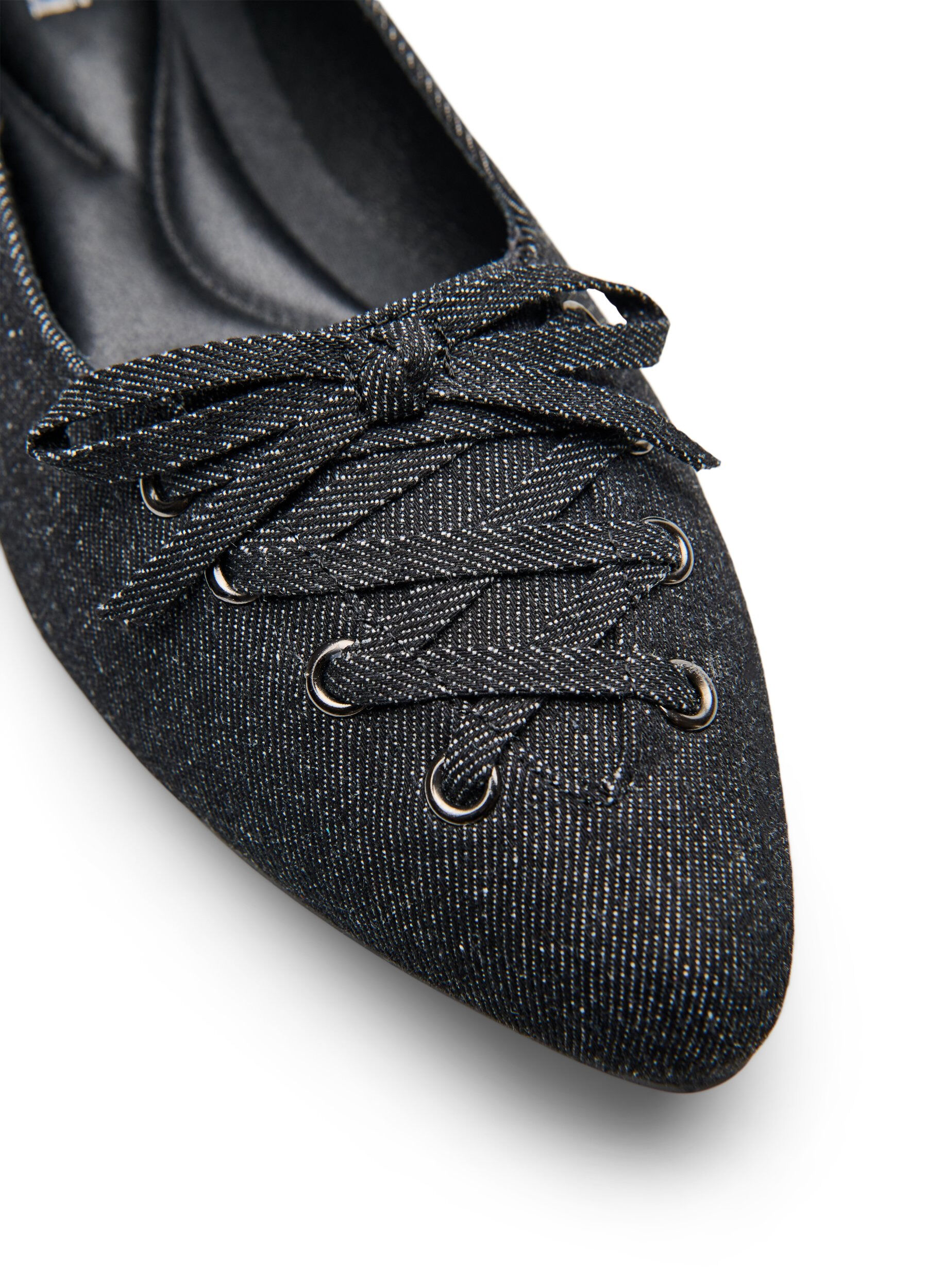 Zizzi Ballerine &agrave; lacets, Noir, Packshot image number 3