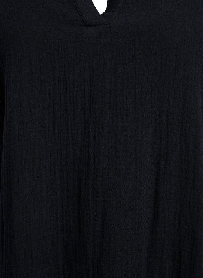 Robe courte évasée en mousseline de coton, Noir, Packshot image number 2