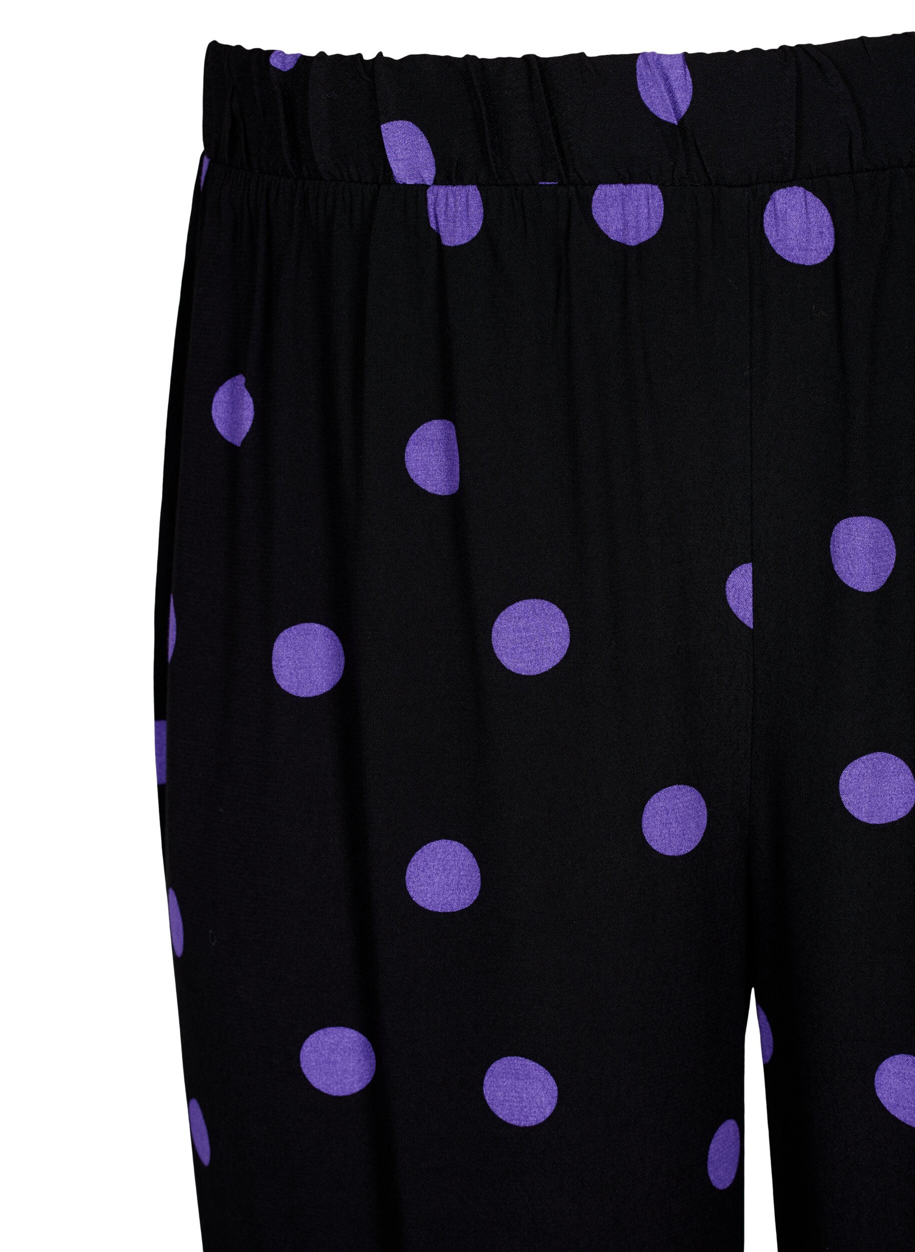 Zizzi Pantalon en viscose &agrave; pois, Black w. Purple Dot, Packshot image number 2