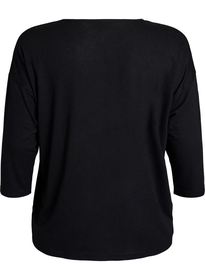 Blouse en jersey avec manches 3/4, Noir, Packshot image number 1