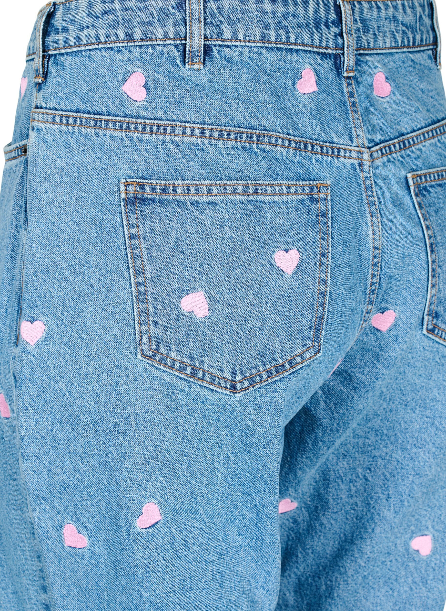 Zizzi Jean Gemma &agrave; taille haute et &agrave; d&eacute;cor l&egrave;vres, Bleu, Packshot image number 3