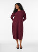 Robe midi &agrave; texture ondul&eacute;e et manches longues, Bordeaux, Model image number 0