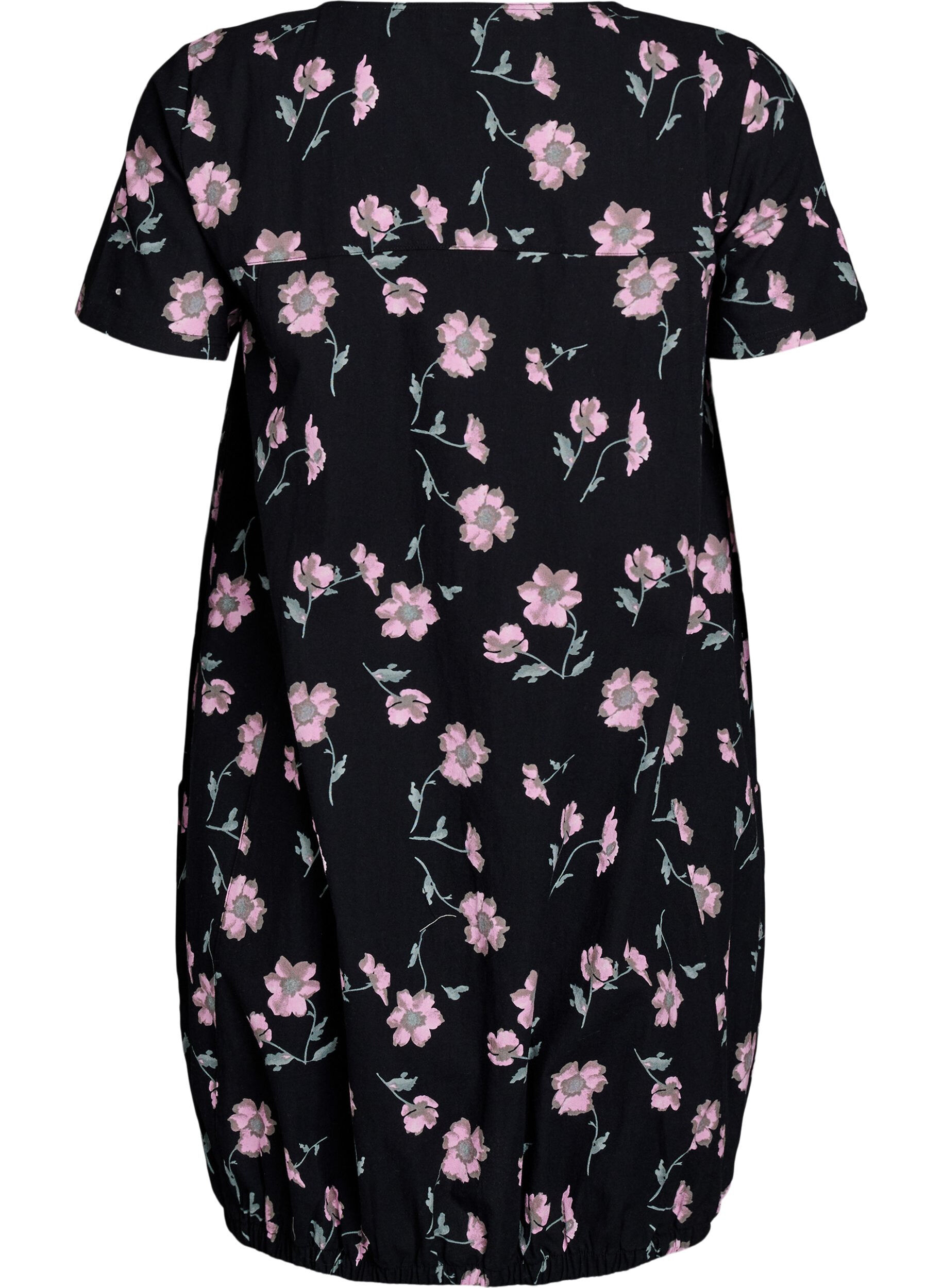 ZizziRobe en coton &agrave; manches courtes avec imprim&eacute;, Noir, Packshot image number 1