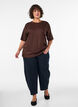 T-shirt avec strass et col rond, Marron, Model image number 1