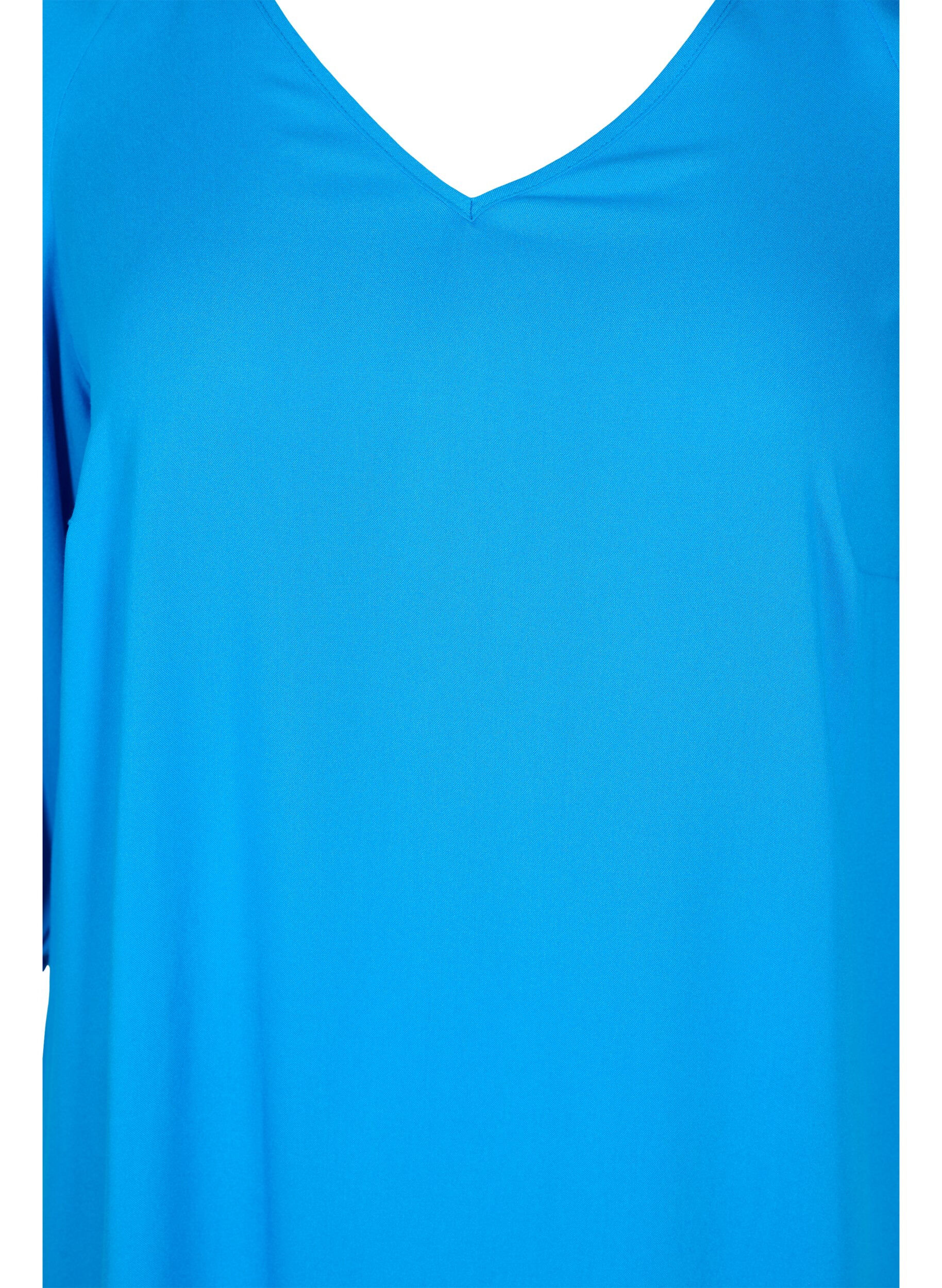 Zizzi Robe en viscose avec encolure en V, Indigo Bunting, Packshot image number 2