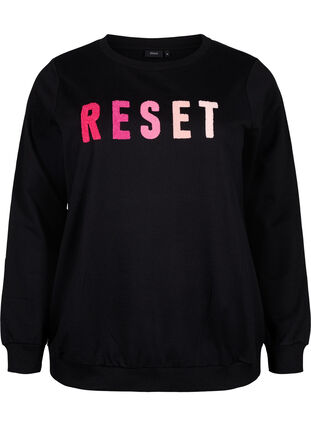 Sweatshirt avec texte, Black W. Reset, Packshot image number 0