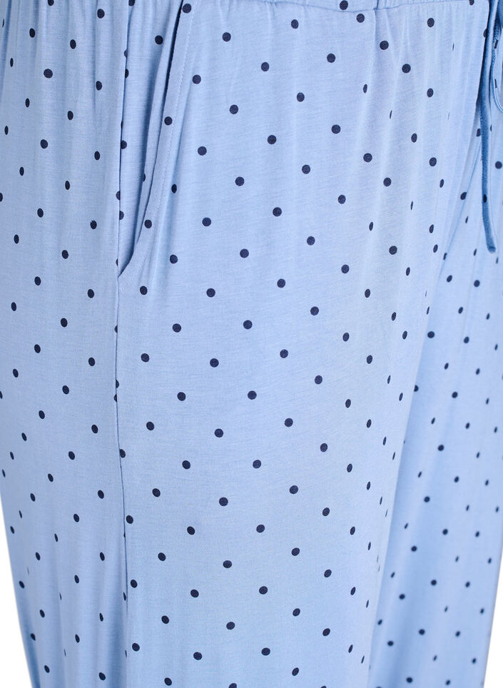 Pantalon de nuit taille haute en modal, Bleu, Packshot image number 2