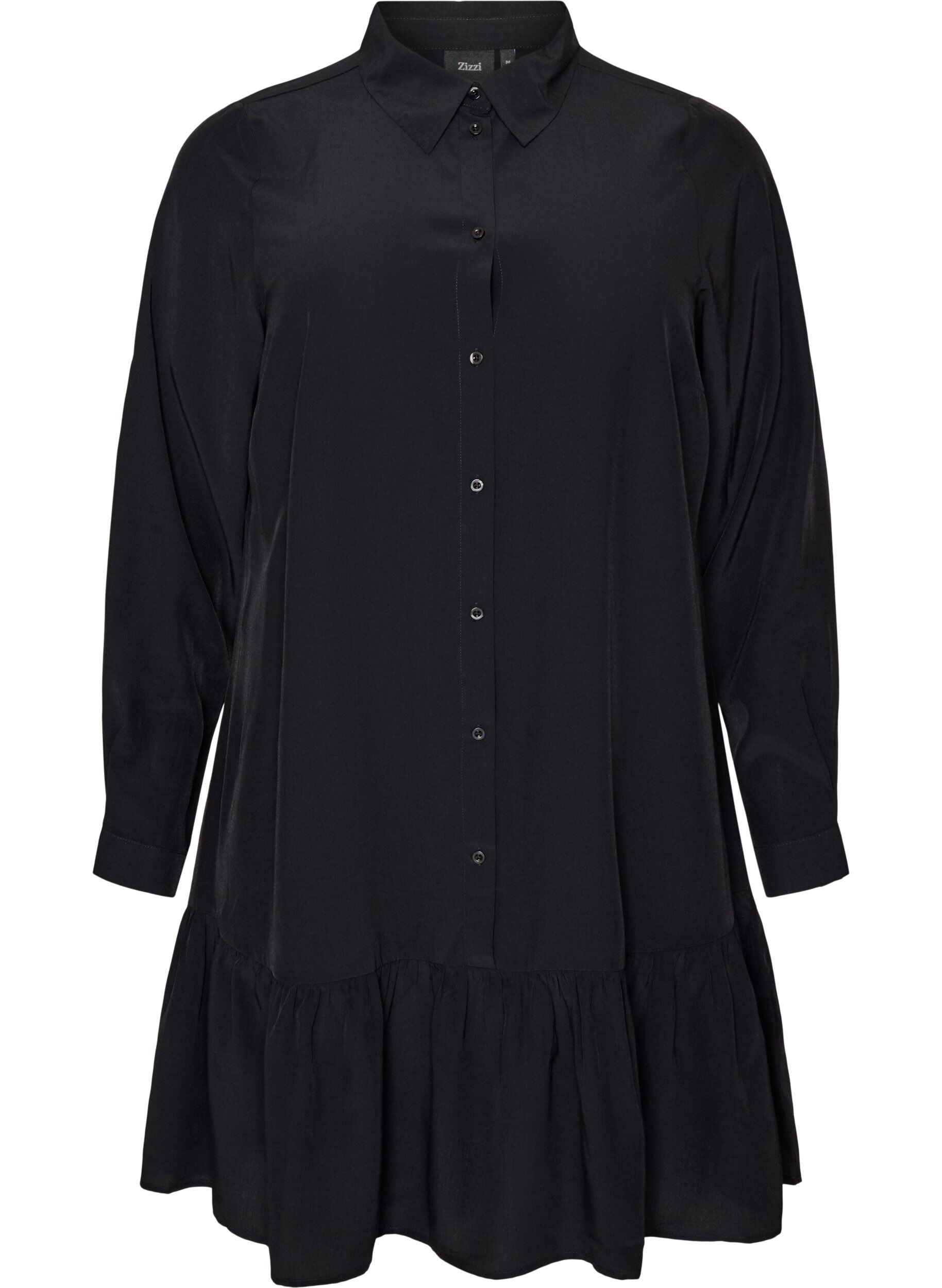ZizziRobe chemise courte avec volants, Noir, Packshot image number 0