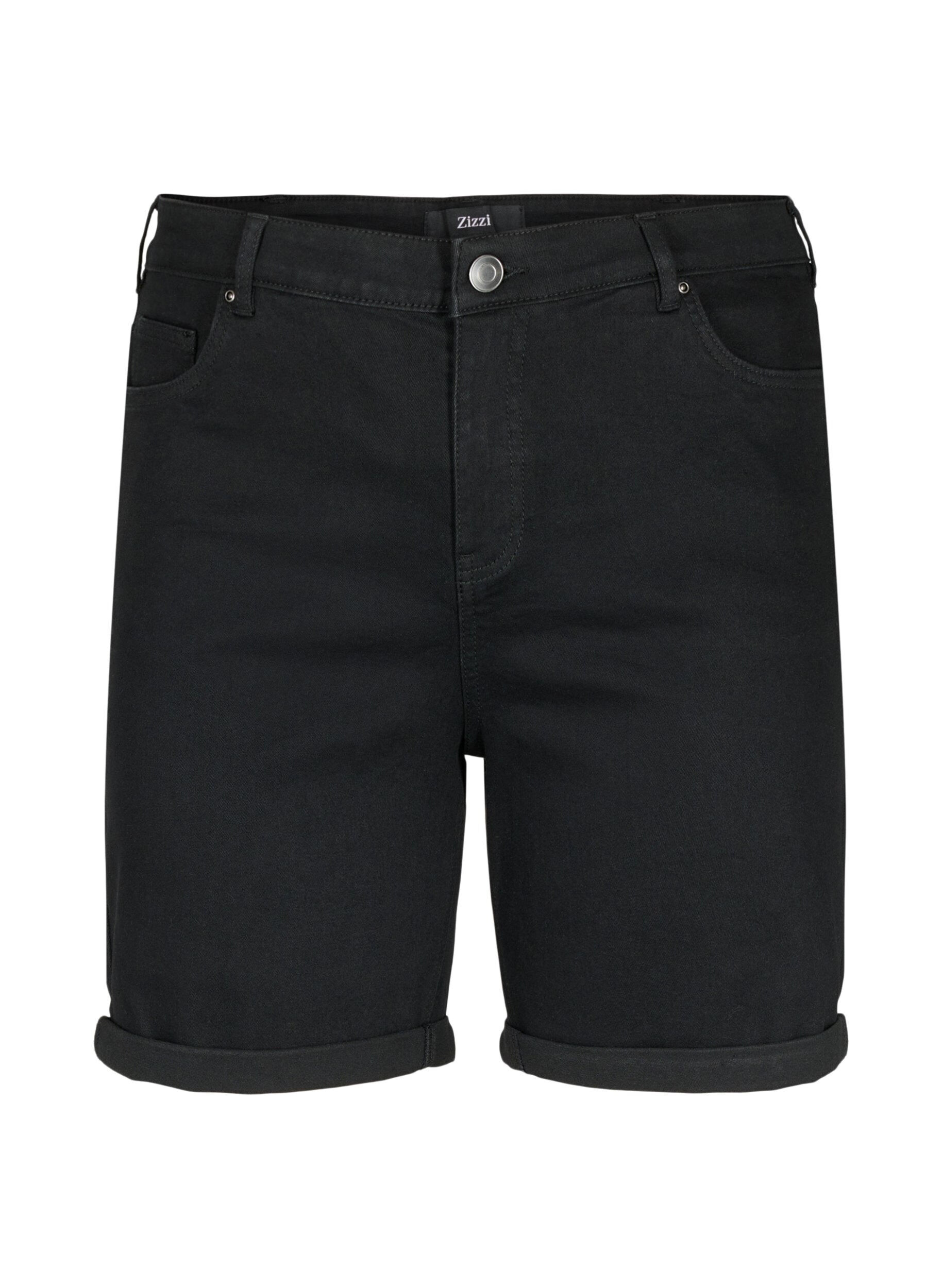 Zizzi  Shorts en jean moulants &agrave; taille haute, Black, Packshot image number 0