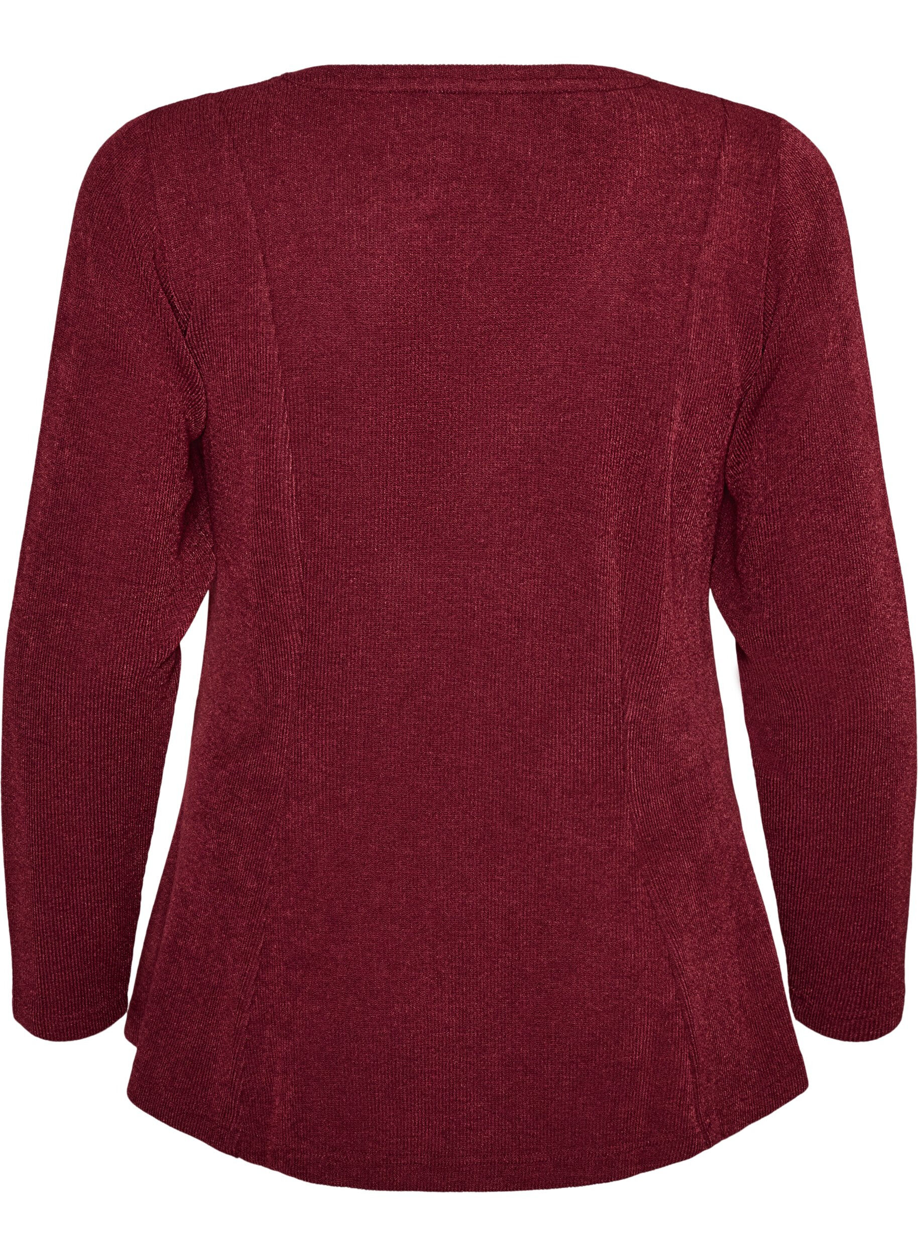 ZizziBlouse en jersey c&ocirc;tel&eacute; &agrave; coupe &eacute;vas&eacute;e, Bordeaux, Packshot image number 1