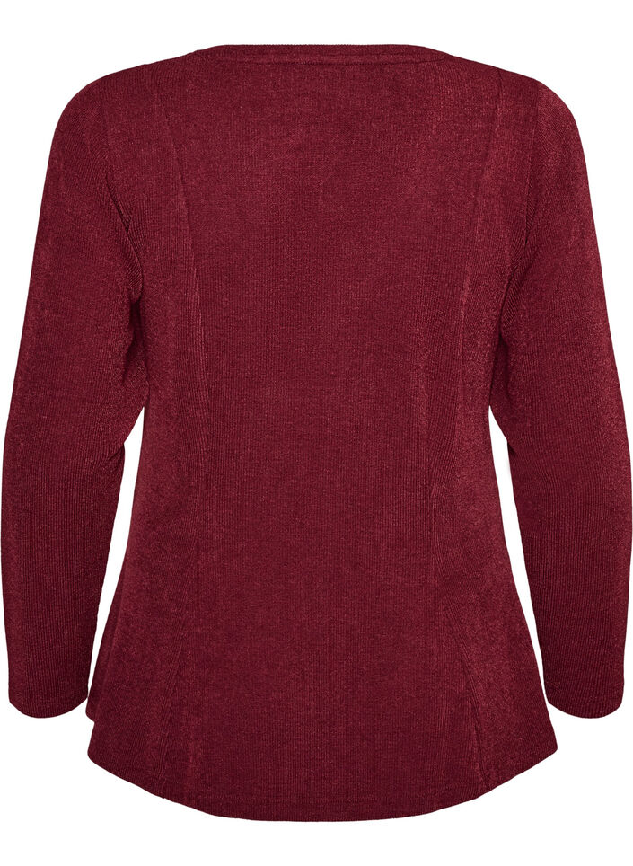 Blouse en jersey c&ocirc;tel&eacute; &agrave; coupe &eacute;vas&eacute;e, Bordeaux, Packshot image number 1