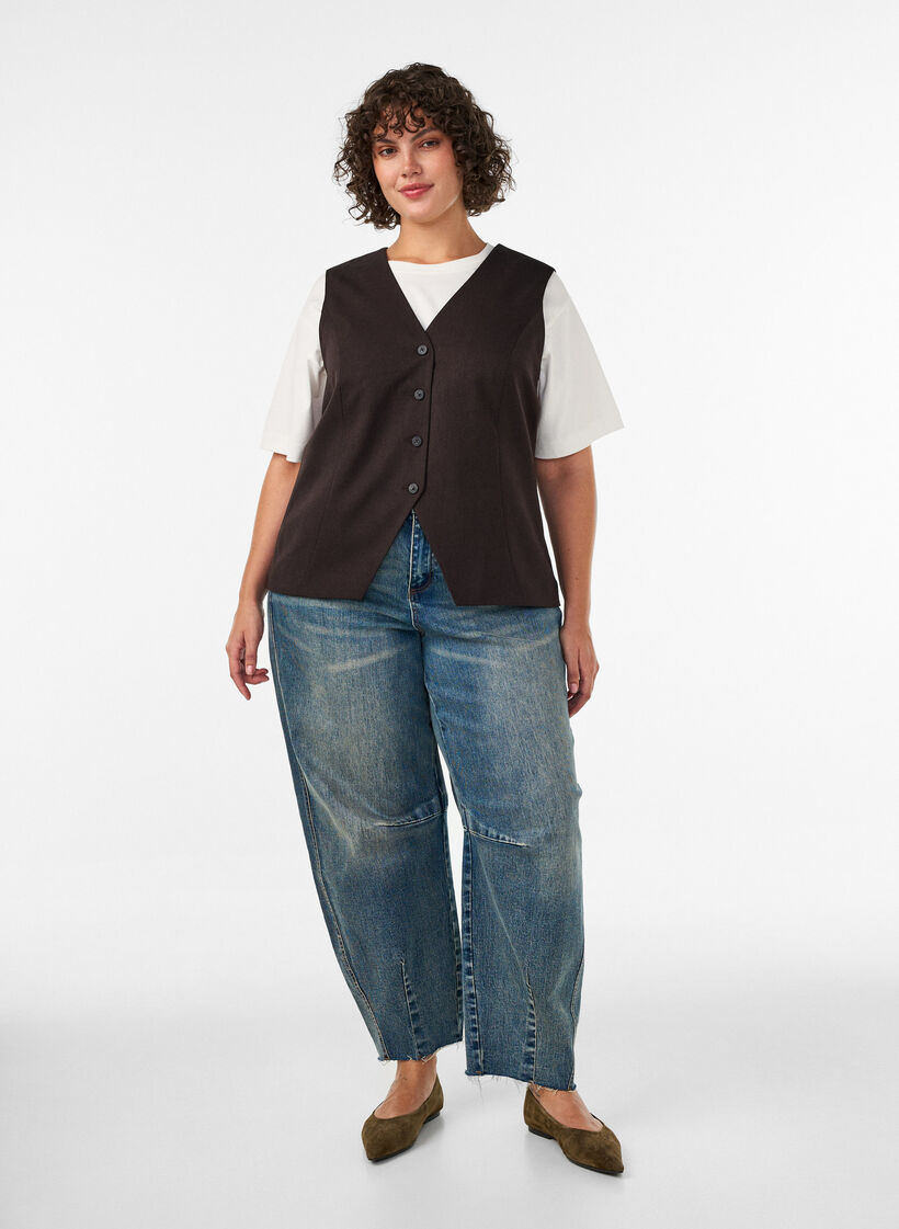 Gilet avec fermeture &agrave; boutons, Marron, Model image number 1