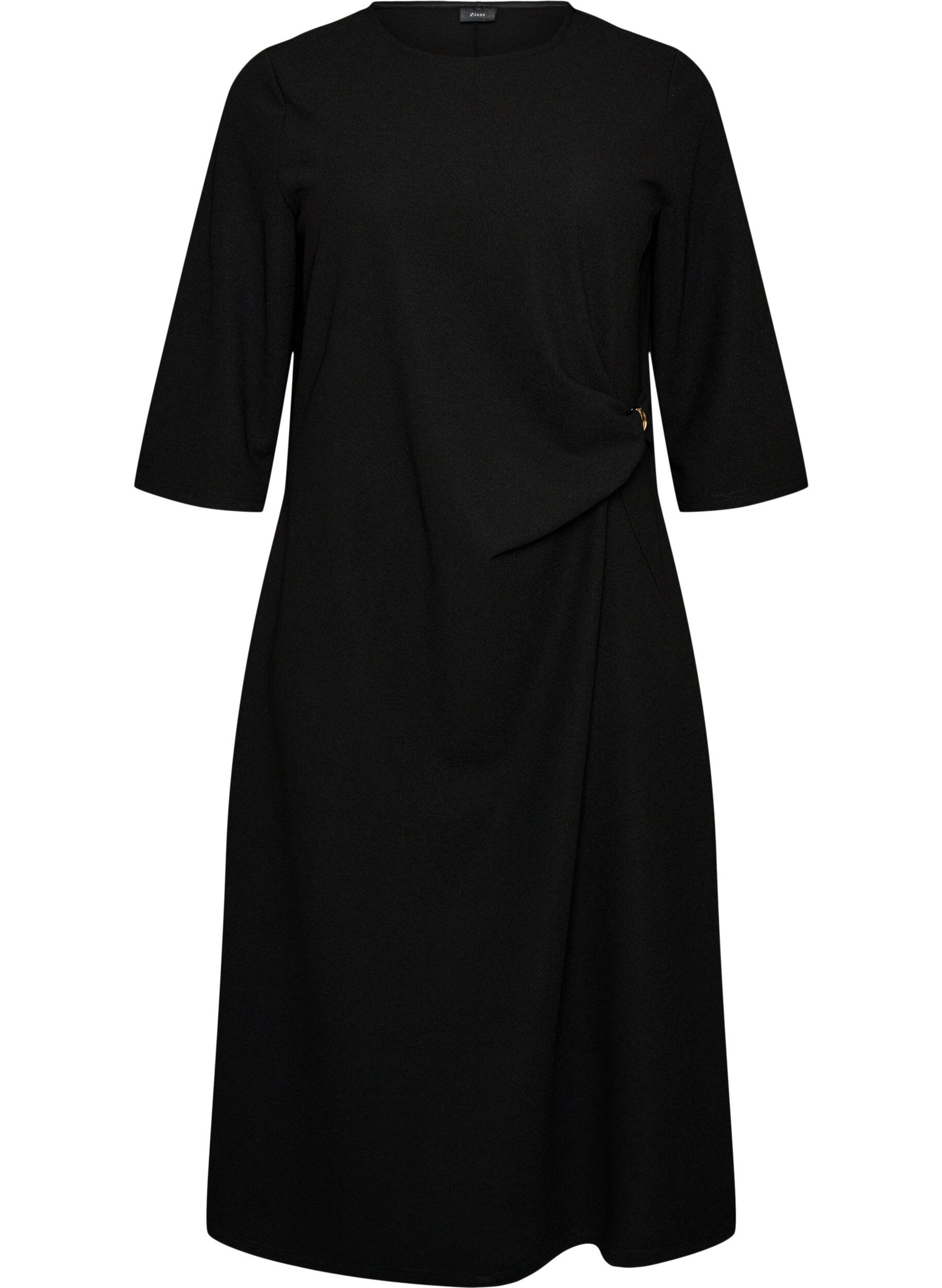 ZizziRobe en jersey avec drap&eacute; et boucle d&eacute;corative, Noir, Packshot image number 0