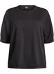 Blouse en fine maille &agrave; manches courtes, Noir, Packshot image number 0