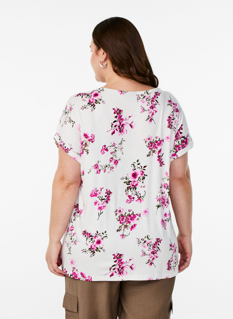 T-shirt avec imprimé floral, Rose, Model image number 2