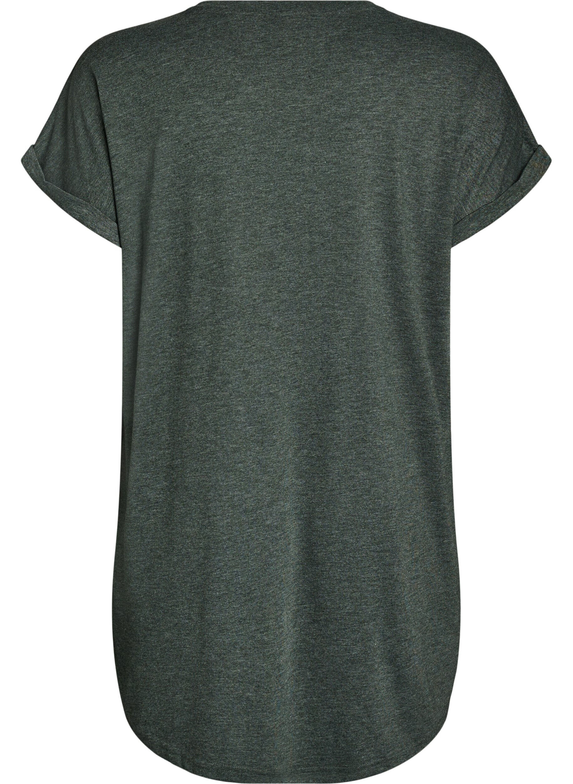 Zizzi Chemise de nuit &agrave; manches courtes avec imprim&eacute; de texte, Vert, Packshot image number 1