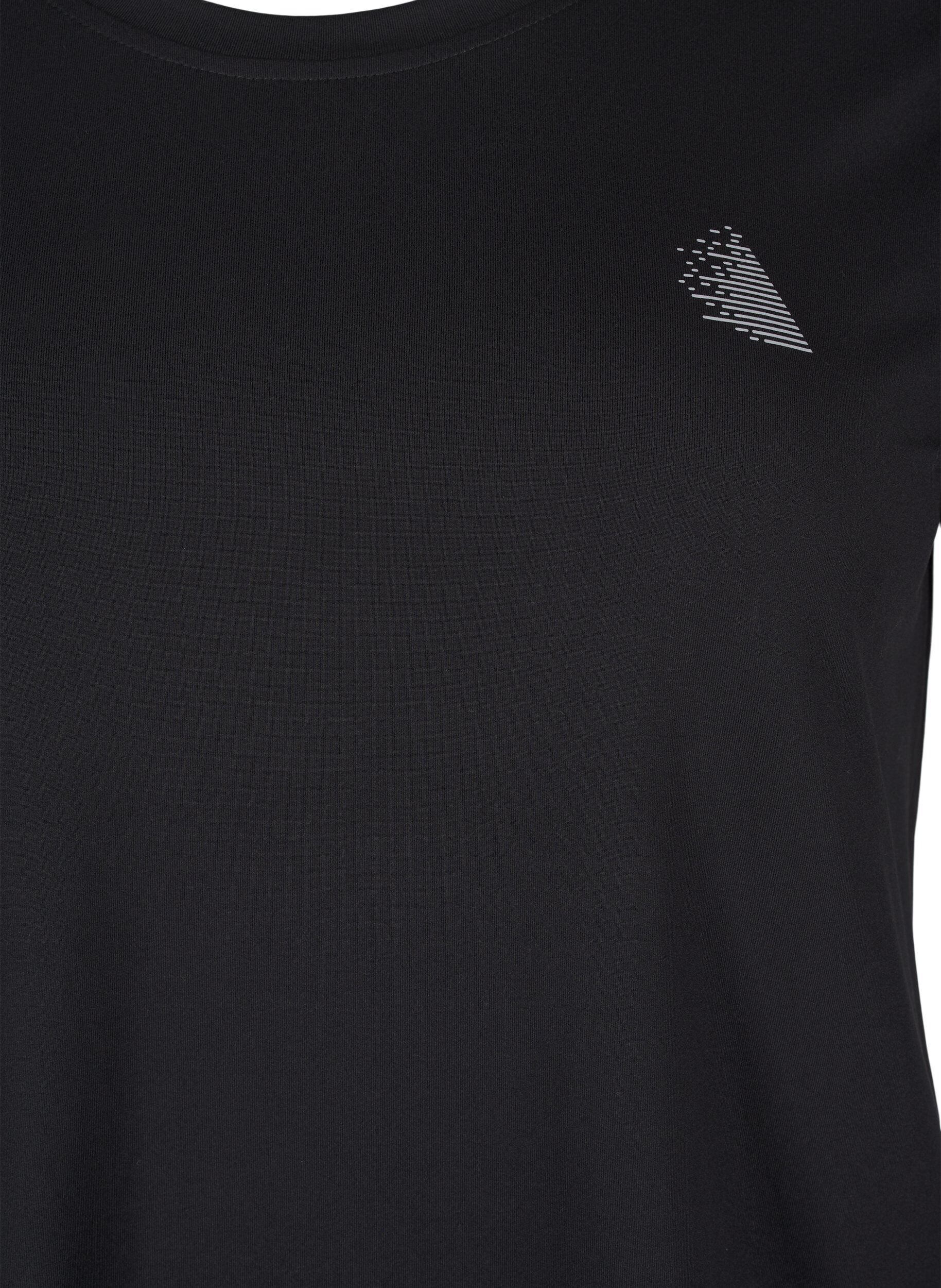 Zizzi T-shirt d'entra&icirc;nement avec coupe &eacute;troite et col rond, Black, Packshot image number 2