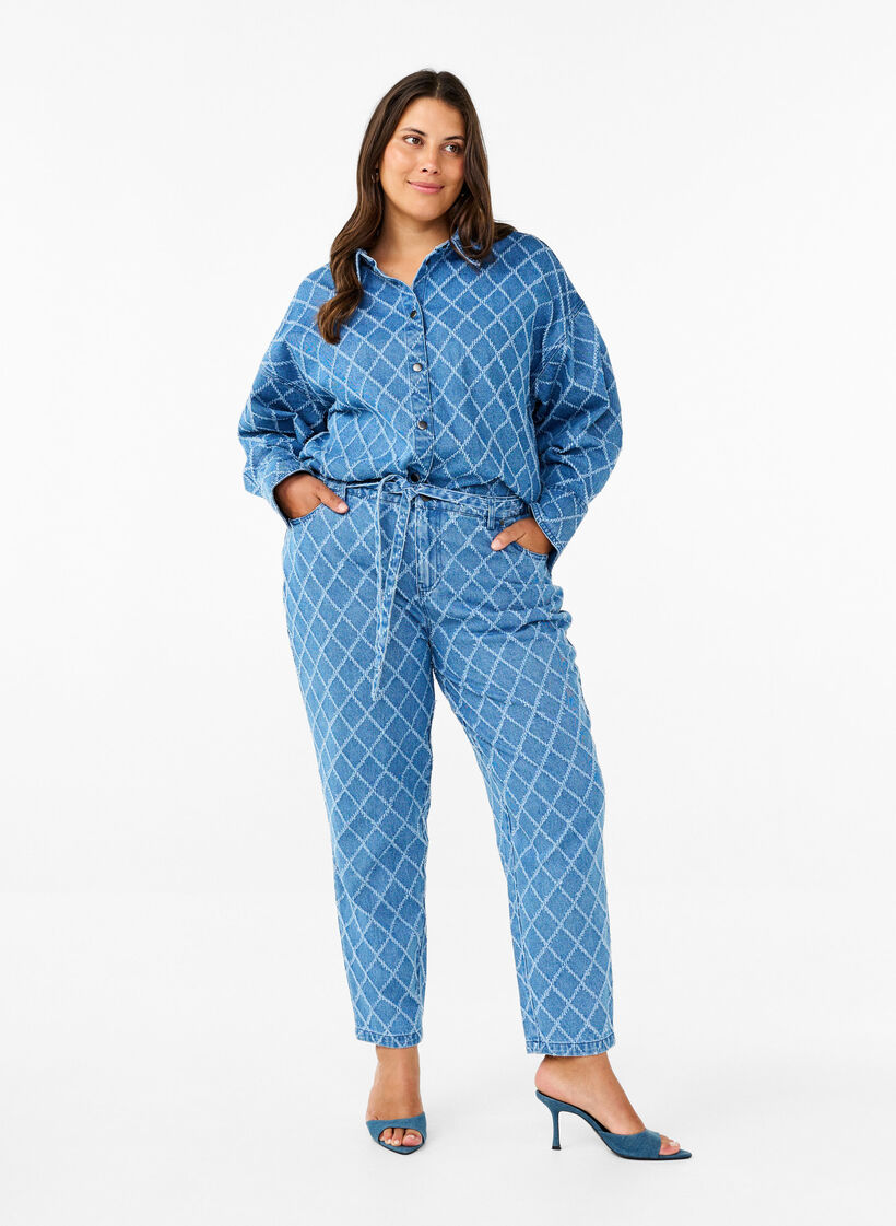  jeans Mille 3/4 à motif destroy, Blue Denim, Model image number 0