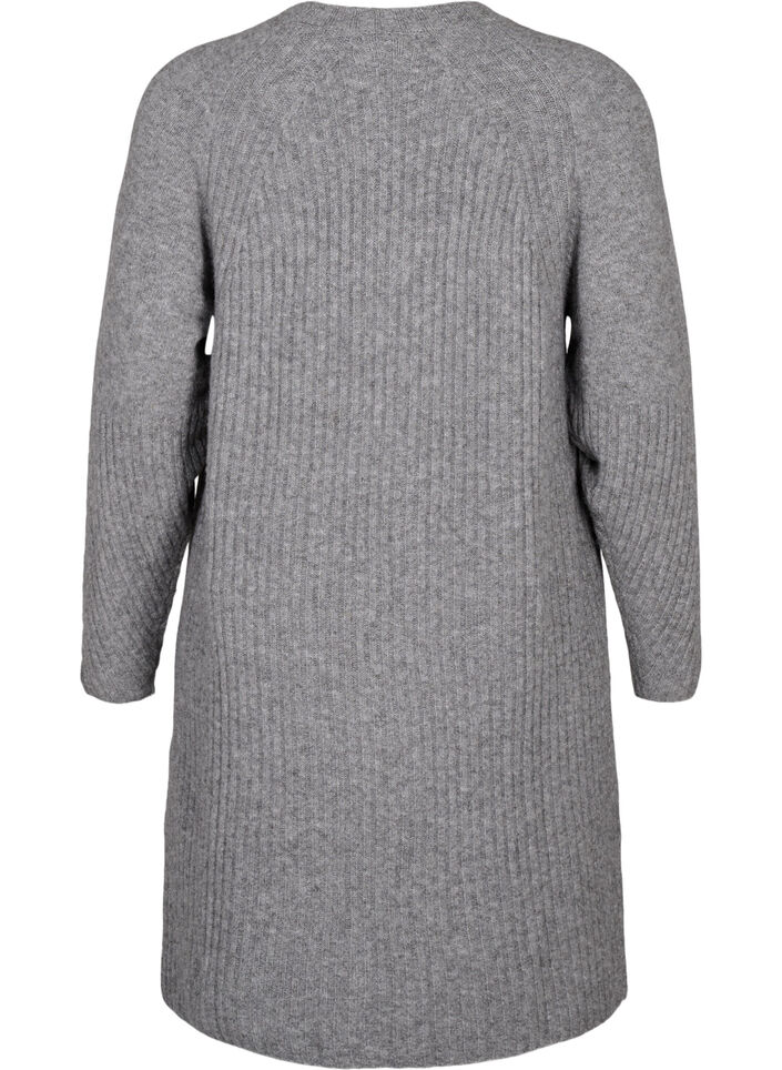 Robe en tricot côtelé avec fente, Light Grey Melange, Packshot image number 1