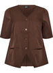 Blouse &agrave; fines rayures avec strass et boutons, Marron, Packshot image number 0