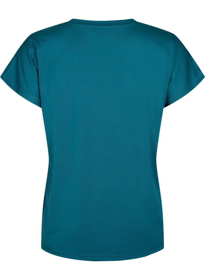 T-shirt de sport ample avec col en V, Vert fonc&eacute;, Packshot image number 1