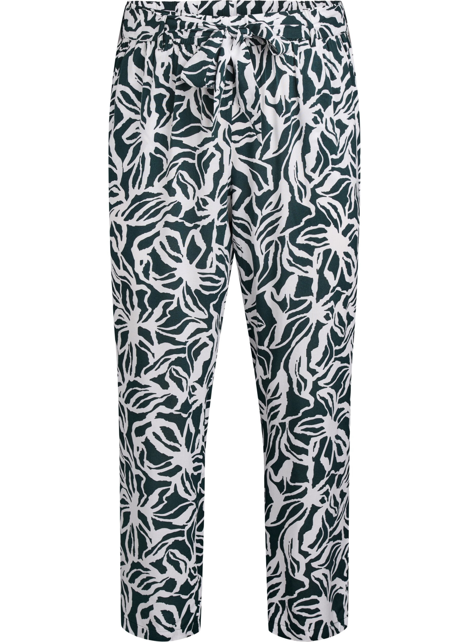 ZizziPantalon taille haute en viscose, Vert fonc&eacute;, Packshot image number 0